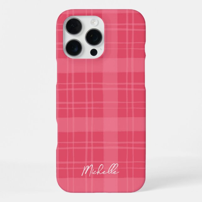 Funda Para iPhone Cute Hand-Drawn Red Plaid  (Reverso )