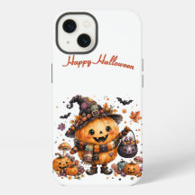 Cute Kawaii Calabaza Bruja Halloween Acuarela Aut