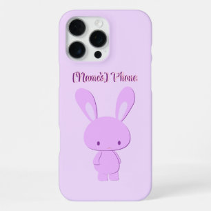Funda Para iPhone 16 Pro Max Cute Kawaii Pastel Morado Conejo de Pie Personaliz