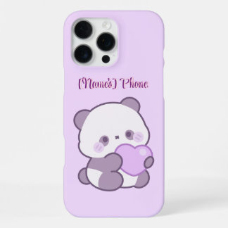 Funda Para iPhone 16 Pro Max Cute Kawaii Pastel Morado Panda con Corazón Person