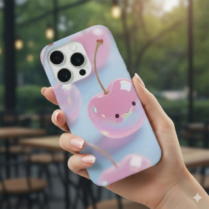 Cute Kawaii Rosa Pegatina de Teléfono de Cereza