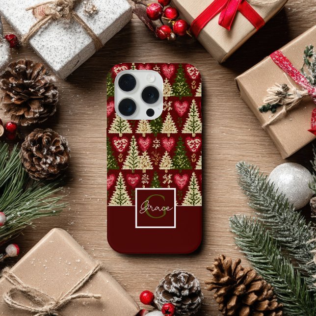 Funda Para iPhone Cute Knitted Style Christmas Tree Pattern (Subido por el creador)