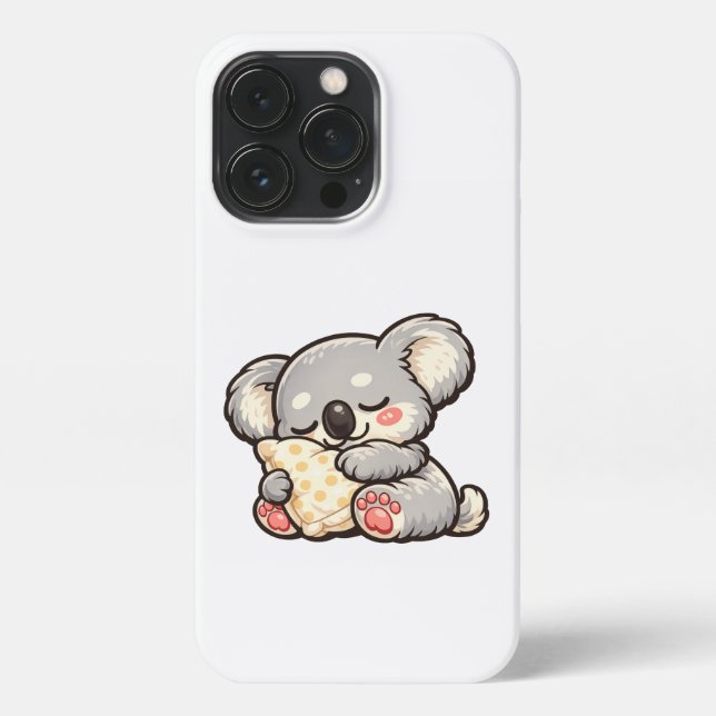 Funda Para iPhone Cute Koala Durmiendo con Almohada (Reverso)