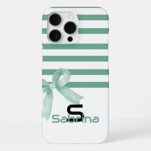 Funda Para iPhone 16 Pro Max Cute Lazo de Rayas de Acuarela de Menta