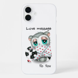 Funda Para iPhone 16 Plus Cute Lemur Valentine - Romantic Love Letter