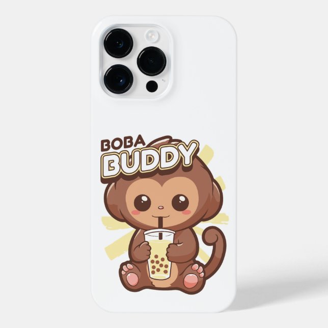 FUNDA PARA iPhone CUTE MONKEY BEBER BOBA TEA (Reverso)