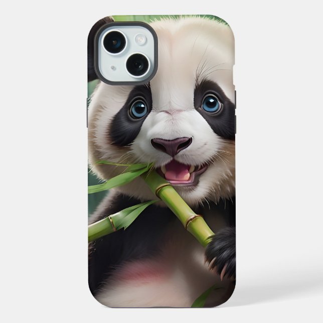 Funda Para iPhone Cute Panda Comiendo Bambú (Reverso )