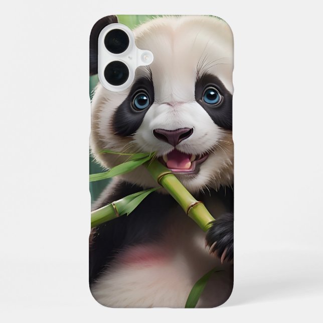 Funda Para iPhone Cute Panda Comiendo Bambú (Reverso )
