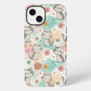 Cute patrón de gato kawaii pastel