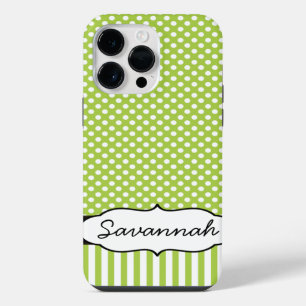 Funda Para iPhone 14 Pro Max Cute Personalized Peapod Lima Raya y Lunares