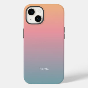 Funda Para iPhone 14 Cute Pink Colorido Ombre 