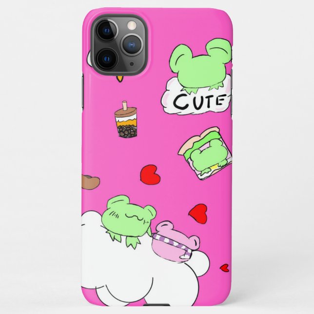 Funda Para iPhone Cute, pink, food, cloud, frog phone case (Reverso)