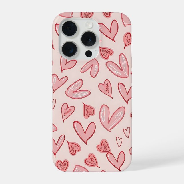 Funda Para iPhone Cute Pink Heart Pattern Phone Case (Reverso )