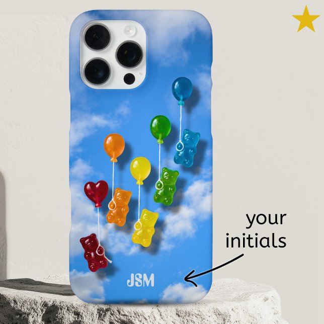 Funda Para iPhone Cute Rainbow Gummy Bear Balloon Custom Name  (Subido por el creador)