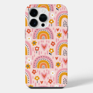 Funda Para iPhone 14 Pro Max Cute Rainbow y Flores Colorido