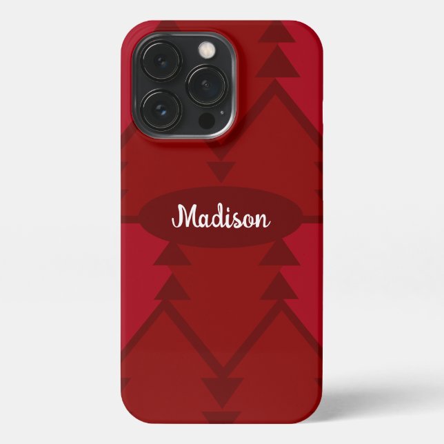 Funda Para iPhone Cute Red Christmas Trees nombre personalizado de l (Reverso)