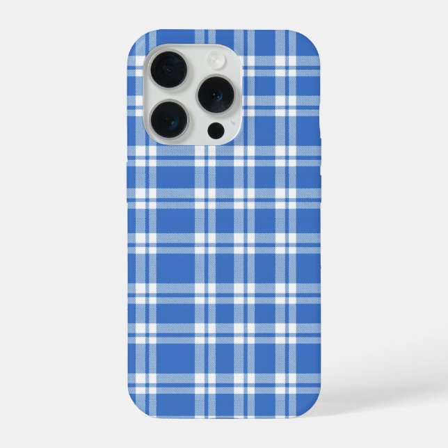 Funda Para iPhone Cute Retro Blue Gingham Plaid Aesthetic Checker (Reverso )