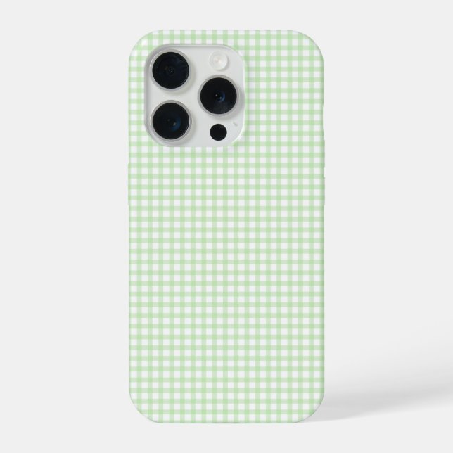 Funda Para iPhone Cute Retro Green Gingham Plaid pattern (Reverso )