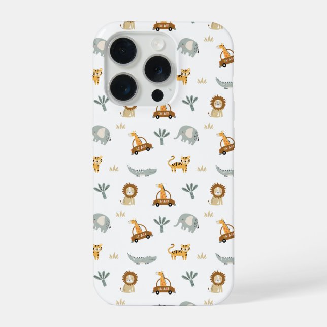 Funda Para iPhone Cute Safari Animals Jungle Pattern Phone Case (Reverso )