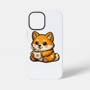 Funda Para iPhone 12 Mini Cute Shiba Inu con Café – Ilustración de Perro Aco