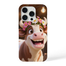Cute Smiling Cow with Flower Crown Aesthetic
