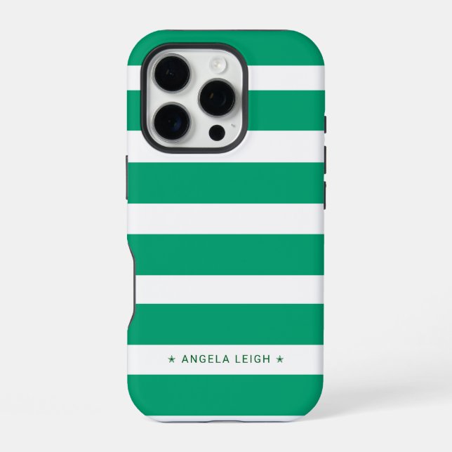 Funda Para iPhone Cute Spearmint Green Cabana Stripes (Reverso )