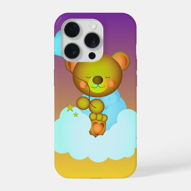 Funda Para iPhone Cute Teddy Bear Holding Balloon Phone Case (Reverso )