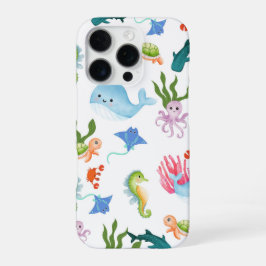 Funda Para iPhone 16 Pro Cute Underwater Friends – Ocean Animals Pattern 