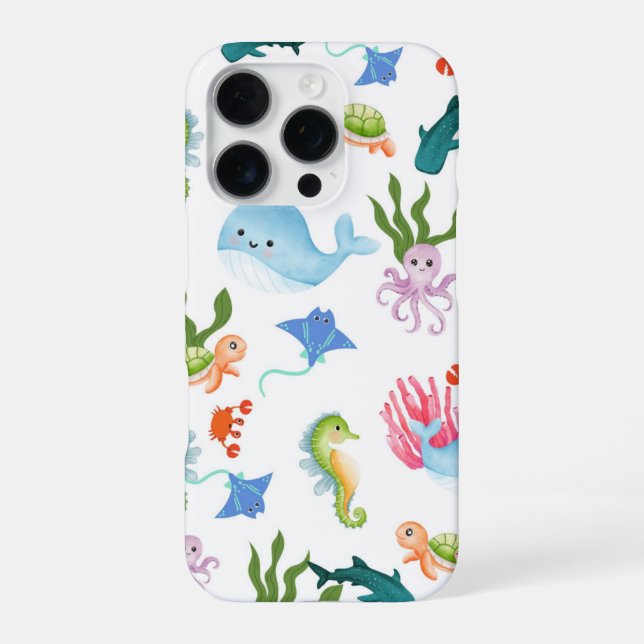 Funda Para iPhone Cute Underwater Friends – Ocean Animals Pattern  (Reverso)