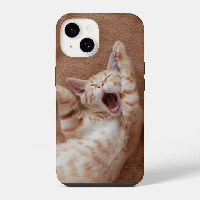 Funda Para iPhone Cutest Baby Animals | Ginger Kitten Yawning (Reverso )