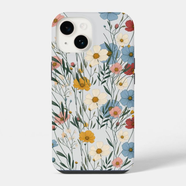 Funda Para iPhone Cuto acuarela flor silvestre rústico estuche de te (Reverso )