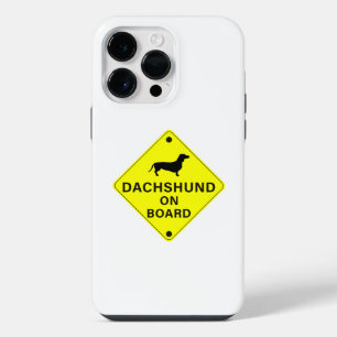Funda Para iPhone 14 Pro Max Dachshund a bordo del gracioso Parachoque de Perro