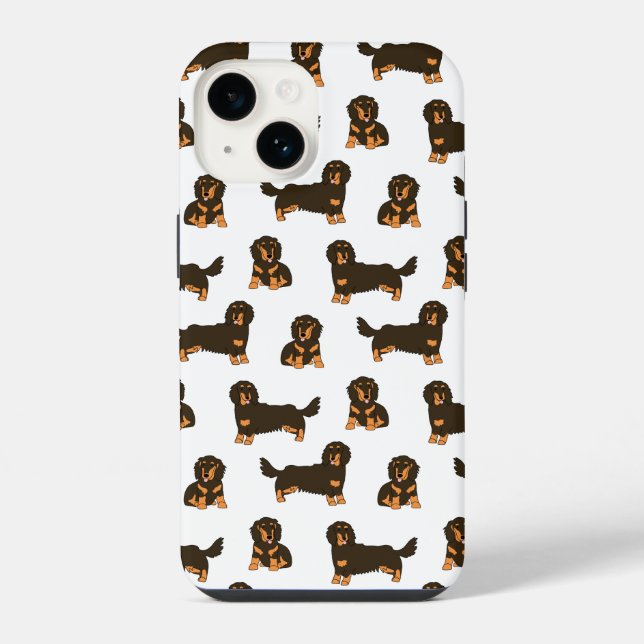 Funda Para iPhone Dachshund de cabello largo (Reverso )