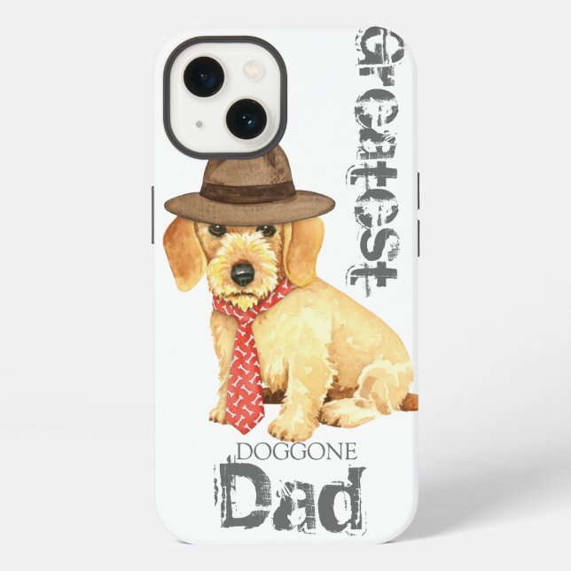 Funda Para iPhone Dachshund de pelo duro Papá (Reverso )
