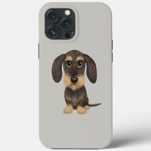 Funda Para iPhone 13 Pro Max Dachshund de pelo duro Perro Teckel de dibujos a