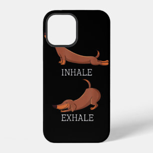 Funda Para iPhone 12 Dachshund Divertido Perro Salchicha Yoga Inhalar E