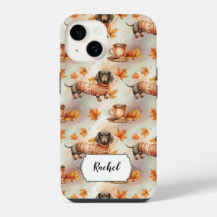 Funda Para iPhone 14 Dachshund lindo con suéter Amante de los perros pe
