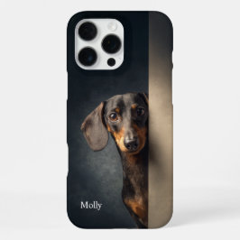 Funda Para iPhone 16 Pro Max Dachshund negro y marrón personalizado