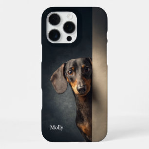 Funda Para iPhone 16 Pro Max Dachshund negro y marrón personalizado