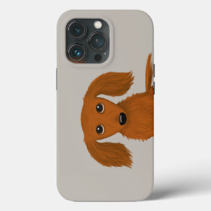 Funda Para iPhone 13 Pro Dachshund Rojo de Pelo Largo Perro de Dibujos An
