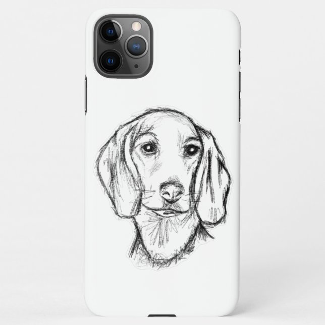 Funda Para iPhone dachshund sketch a mano perro cachorro blanco negr (Reverso)