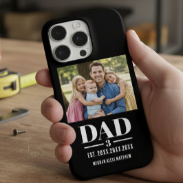Funda Para iPhone 16 Pro Dad Est. Year Name Number Photo Bold Font