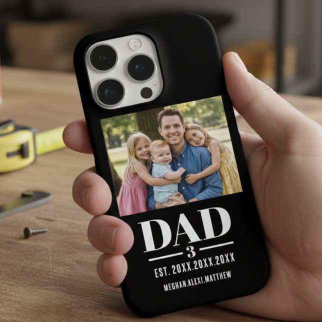 Funda Para iPhone Dad Est. Year Name Number Photo Bold Font (Subido por el creador)