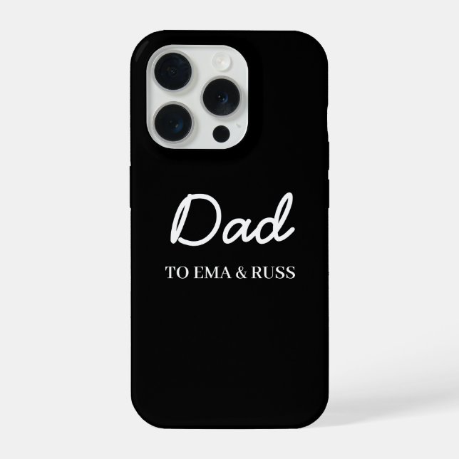 Funda Para iPhone Daddy Modern Kids Names Father's Day Black (Reverso )