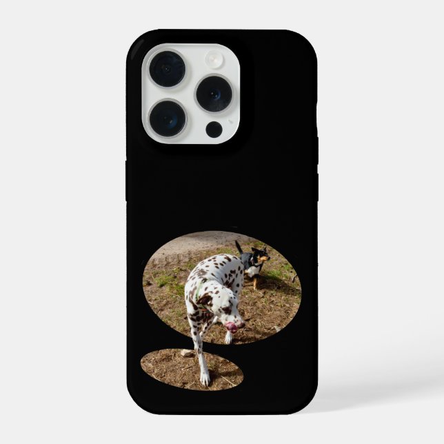 Funda Para iPhone Dálmata saliendo del marco de la ventana, (Reverso )