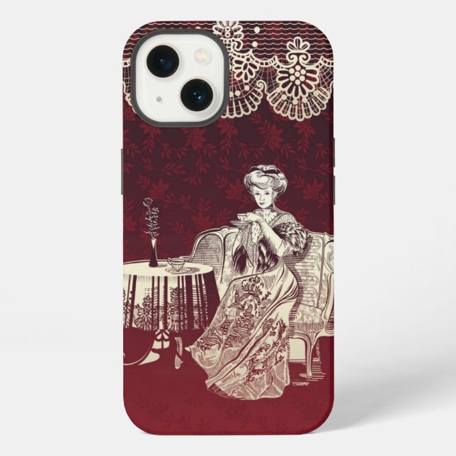 Funda Para iPhone Dama bebe té  (Reverso )