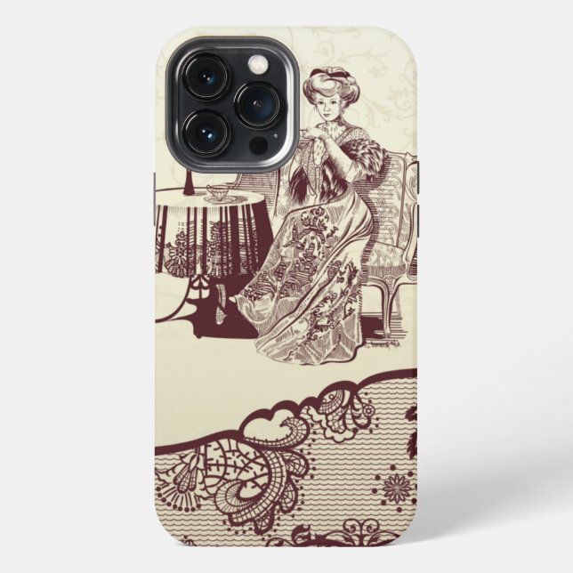 Funda Para iPhone Dama bebe té  (Reverso )