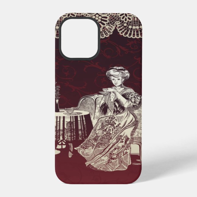 Funda Para iPhone dama bebe té (Reverso )