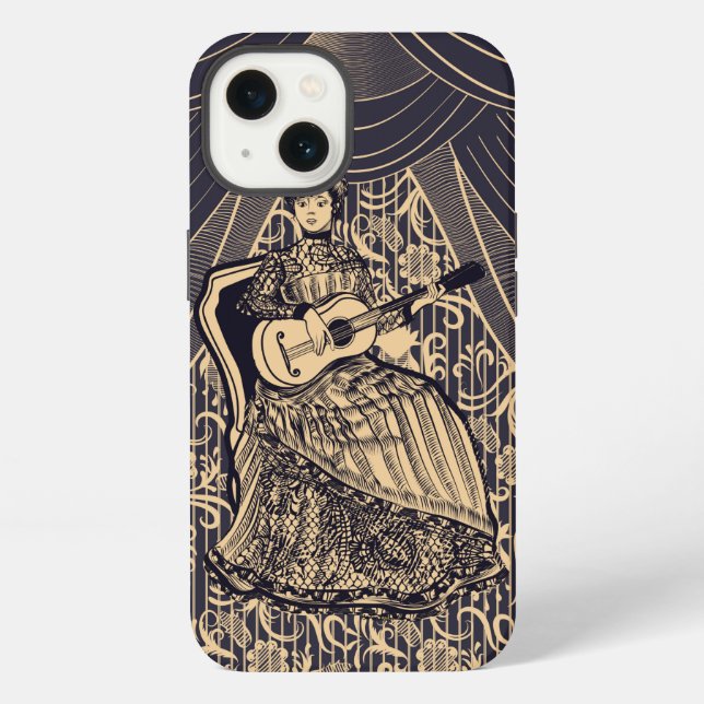 Funda Para iPhone Dama con guitarra (Reverso )