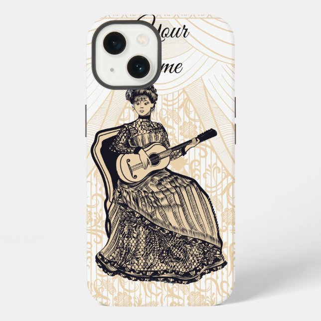 Funda Para iPhone dama con guitarra (Reverso )